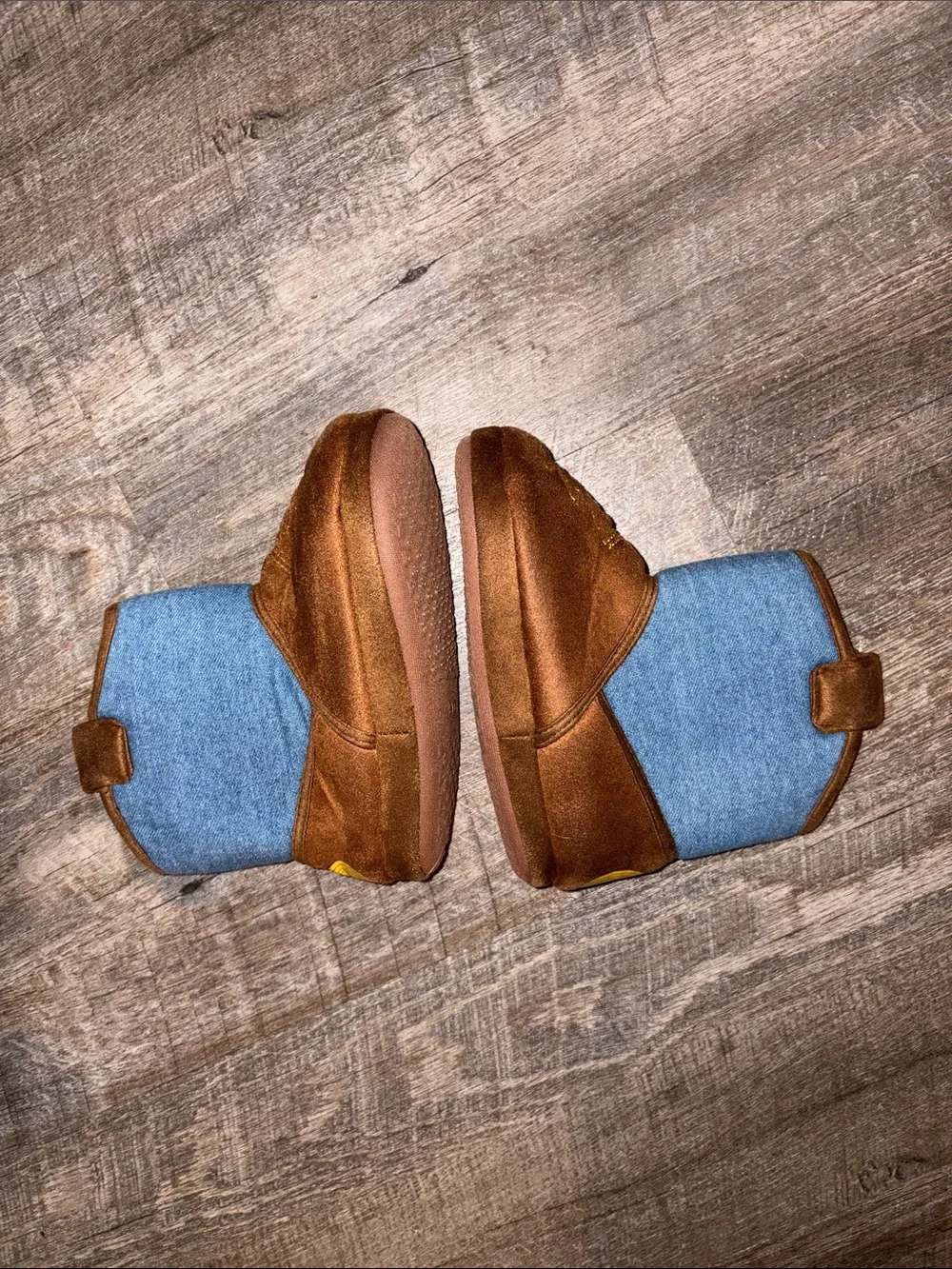 Toy Story Sheriff Woody Cowboy Western Boot Slippers Denim Brown size 9-10
